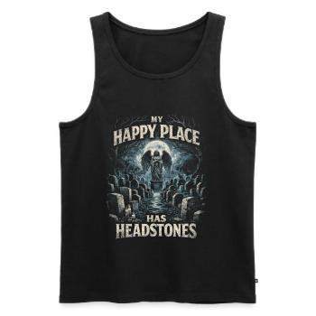 Friedhof Goth Humor My Happy Place Has Headstones - Männer Premium Bio Tank Top - Schwarz - Vorne - Michal (187cm)