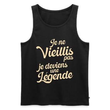Idée Cadeau Anniversaire Humour Original Légende - Débardeur bio Premium Homme - noir - Devant - Michal (187cm)