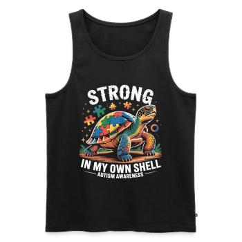 Autism Awareness Shirt – Strong In My Own Shell - Men's Premium Organic Tank Top - black - Front - Michal (187cm)