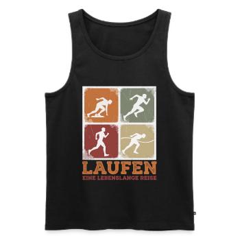 Laufen Lebenslange Reise - Männer Premium Bio Tank Top - Schwarz - Vorne - Michal (187cm)