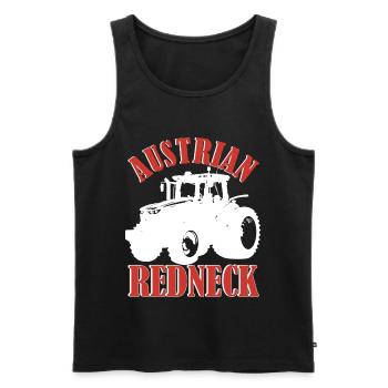 Austrian Redneck – Alpine style with tractor and beer - Men's Premium Organic Tank Top - black - Front - AI Model Male 178 light (178cm)