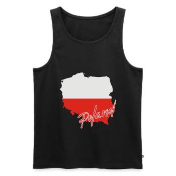 Poland flag map, I love Poland - Men's Premium Organic Tank Top - black - Front - AI Model Male 178 light (178cm)