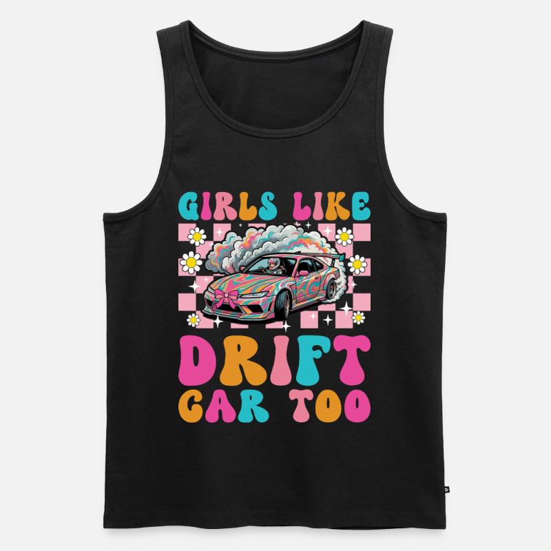 Mädchen mögen auch Driftauto Frauen Mädchen - Männer Premium Bio Tank Top - Schwarz