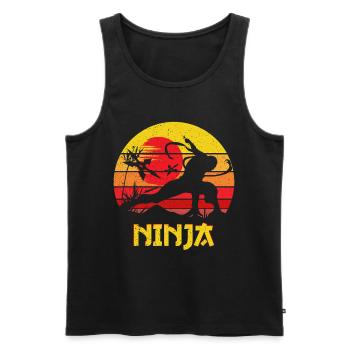 Sunset Ninja Silhouette - Men's Premium Organic Tank Top - black - Front - AI Model Male 178 light (178cm)