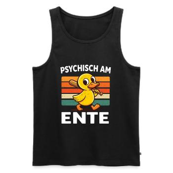 Psychisch am Ente – Lustige Ente Retro - Männer Premium Bio Tank Top - Schwarz - Vorne - Michal (187cm)