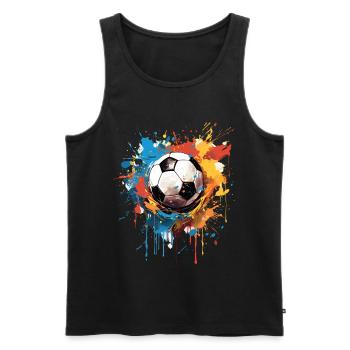 Soccer Football Ball Player Supporter Gift Idea - Men's Premium Organic Tank Top - black - Front - Michal (187cm)