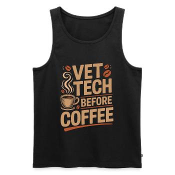 Vet Tech Before Coffee Pet Care Tech Coffee Lover - Men's Premium Organic Tank Top - black - Front - AI Model Male 178 light (178cm)