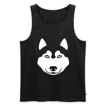 Minimalist Wolf Head – Animal Silhouette - Men's Premium Organic Tank Top - black - Front - Michal (187cm)