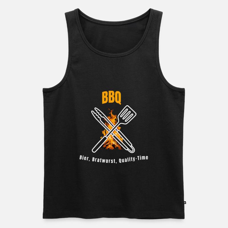 BBQ Bier Bratwurst Quality Time - Männer Premium Bio Tank Top - Schwarz