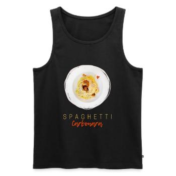 Design gourmet pâtes pâtes à la carbonara spaghetti - Débardeur bio Premium Homme - noir - Devant - Michal (187cm)