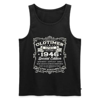 80. Geburtstag Geschenk Mann Oldtimer April1946 - Männer Premium Bio Tank Top - Schwarz - Vorne - Michal (187cm)