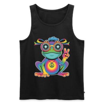 Frosch T-Shirt Peace Symbol Hippie Style - Männer Premium Bio Tank Top - Schwarz - Vorne - AI Model Male 178 light (178cm)