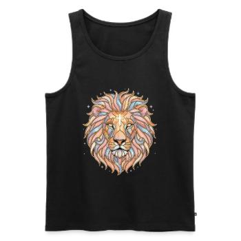 Foi chrétienne de Lion Cross - Débardeur bio Premium Homme - noir - Devant - AI Model Male 178 light (178cm)
