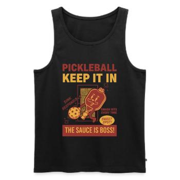Pickleball Halt es in Lustiger Liebe Pickleball - Männer Premium Bio Tank Top - Schwarz - Vorne - Michal (187cm)