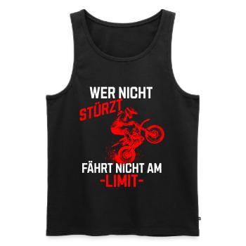 Wer nicht stürzt fährt nicht am Limit - Männer Premium Bio Tank Top - Schwarz - Vorne - Michal (187cm)