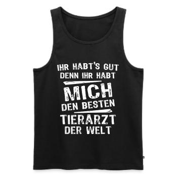 Tierarzt - Männer Premium Bio Tank Top - Schwarz - Vorne - Michal (187cm)
