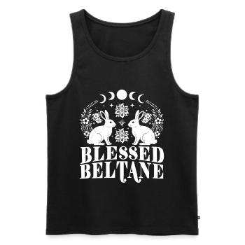 Beltane Blessings May Day Pagan Rabbit - Men's Premium Organic Tank Top - black - Front - AI Model Male 178 light (178cm)
