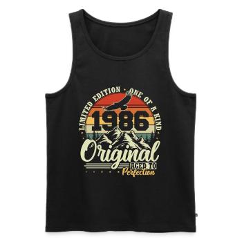 Cadeau d’anniversaire vintage original de 1986 - Débardeur bio Premium Homme - noir - Devant - Michal (187cm)