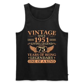 Légendaire depuis 1951 – Vintage du 75e anniversaire - Débardeur bio Premium Homme - noir - Devant - Michal (187cm)