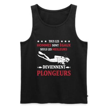 Plongeur Humour Tous les Hommes Sont Égaux Plongée - Débardeur bio Premium Homme - noir - Devant - Michal (187cm)