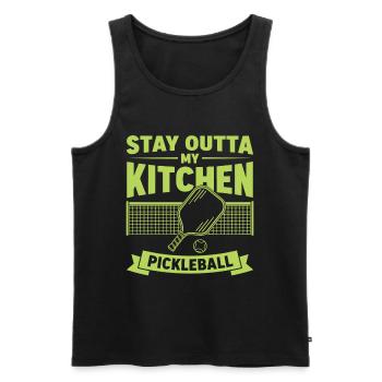 Pickleball Stay Outta My Kitchen funny player play - Men's Premium Organic Tank Top - black - Front - AI Model Male 178 light (178cm)