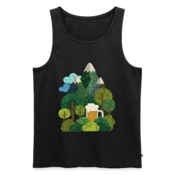 Berge Wandern Bier Natur - Männer Premium Bio Tank Top - Schwarz - Vorne - AI Model Male 178 light (178cm)