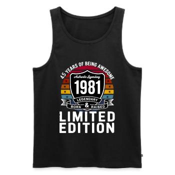 Vintage 1981 45th Birthday Gift Men Women 45 - Débardeur bio Premium Homme - noir - Devant - AI Model Male 178 light (178cm)