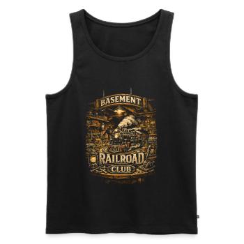 Club ferroviaire miniature du réseau ferroviaire en sous-sol - Débardeur bio Premium Homme - noir - Devant - AI Model Male 178 light (178cm)
