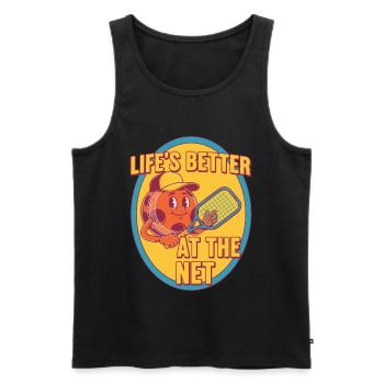 Pickleball: Das Leben ist besser im Netz lustiger Spieler - Männer Premium Bio Tank Top - Schwarz - Vorne - Michal (187cm)