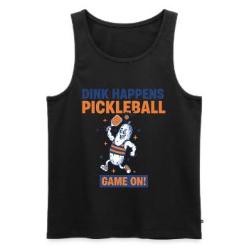 Pickleball-Dink passiert ein lustiges Spielerspiel - Männer Premium Bio Tank Top - Schwarz - Vorne - Michal (187cm)