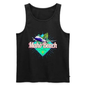 St. Maarten Airplane Caribbean Vintage Souvenir - Men's Premium Organic Tank Top - black - Front - AI Model Male 178 light (178cm)