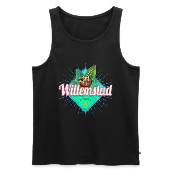 Willemstad Curacao Retro Holiday Caribbean Souvenir - Men's Premium Organic Tank Top - black - Front - AI Model Male 178 light (178cm)