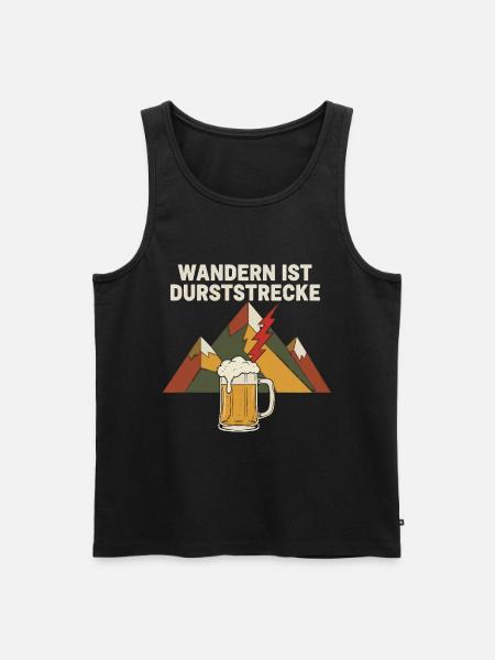 Wandern ist Durststrecke Bier Berge - Männer Premium Bio Tank Top - Schwarz