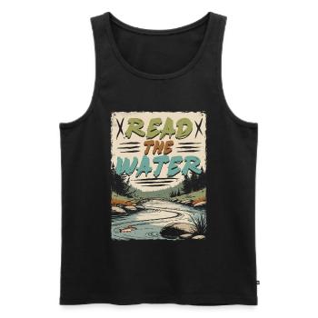 Fliegenfischen Fliegenangler Read The Water - Männer Premium Bio Tank Top - Schwarz - Vorne - AI Model Male 178 light (178cm)