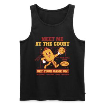 Pickleball-lustiger Spieler: Triff mich am Court Love - Männer Premium Bio Tank Top - Schwarz - Vorne - Michal (187cm)
