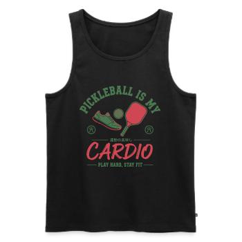 Pickleball ist mein Cardio-Witzbold Pickle Ball - Männer Premium Bio Tank Top - Schwarz - Vorne - AI Model Male 178 light (178cm)