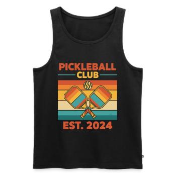 Pickleball Club Créé 2024 Joueur Humoristique Pickle Ball - Débardeur bio Premium Homme - noir - Devant - Michal (187cm)