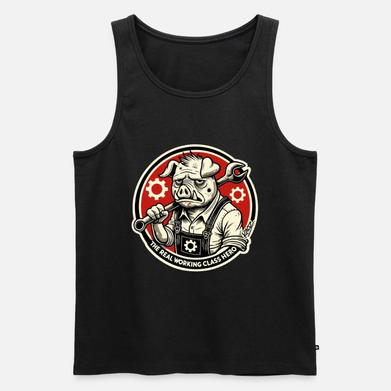 Echtes Heldenschwein der Arbeiterklasse - Männer Premium Bio Tank Top - Schwarz