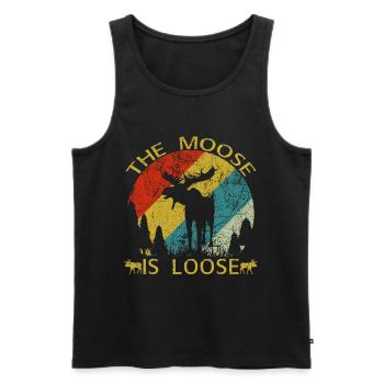 The Moose Is Loose Retro Vintage Wildlife - Men's Premium Organic Tank Top - black - Front - AI Model Male 178 light (178cm)