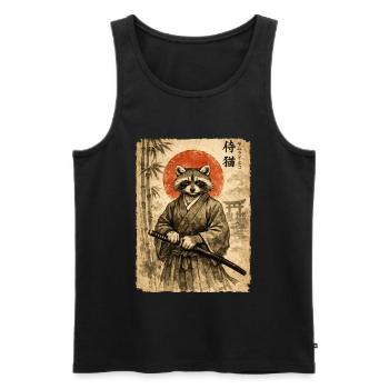Samurai, Waschbär, Japanische Kunst, Anime - Männer Premium Bio Tank Top - Schwarz - Vorne - AI Model Male 178 light (178cm)