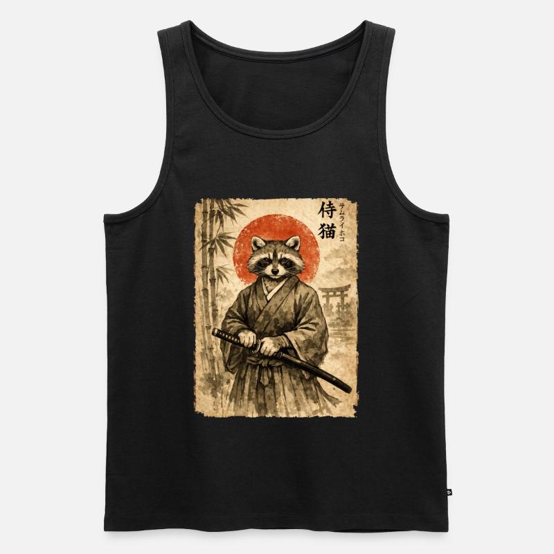 Samurai, Waschbär, Japanische Kunst, Anime - Männer Premium Bio Tank Top - Schwarz