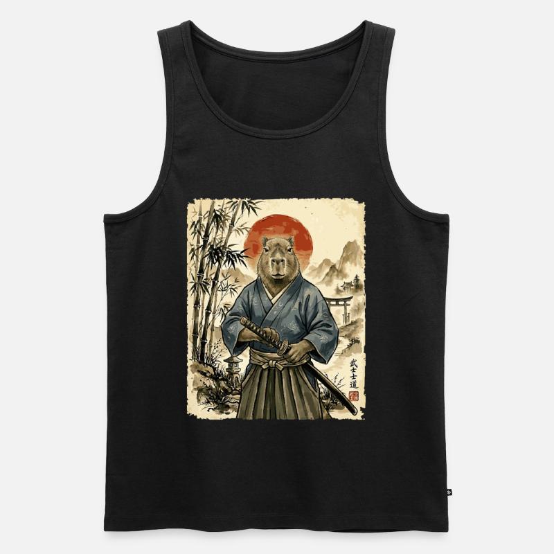 Samurai, Capybara, Japanische Kunst, Anime - Männer Premium Bio Tank Top - Schwarz