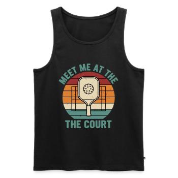 Pickleball-lustiger Spieler Triff mich am Court - Männer Premium Bio Tank Top - Schwarz - Vorne - Michal (187cm)