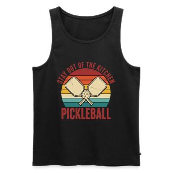 Pickleball: Bleib aus der Küche raus – lustiges Spiel - Männer Premium Bio Tank Top - Schwarz - Vorne - Michal (187cm)