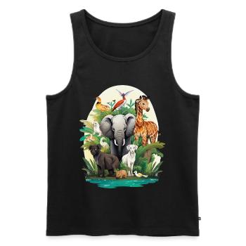Tierwelt Dschungeltraum - Männer Premium Bio Tank Top - Schwarz - Vorne - AI Model Male 178 light (178cm)