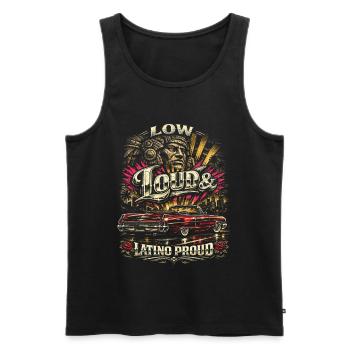 Lowrider Auto Low Loud Latino Proud - Männer Premium Bio Tank Top - Schwarz - Vorne - AI Model Male 178 light (178cm)
