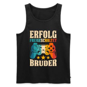 Familie Set ERFOLG FREIGESCHALTET BRUDER LUSTIG - Männer Premium Bio Tank Top - Schwarz - Vorne - Michal (187cm)