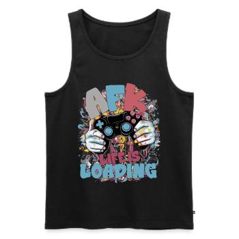 Life is Loading: Gaming Graffiti - Männer Premium Bio Tank Top - Schwarz - Vorne - Michal (187cm)