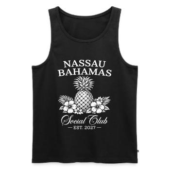 Nassau Bahamas Social Club Est 2027 - Men's Premium Organic Tank Top - black - Front - AI Model Male 178 light (178cm)
