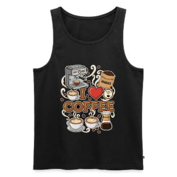 I Love Coffee Barista - Männer Premium Bio Tank Top - Schwarz - Vorne - AI Model Male 178 light (178cm)